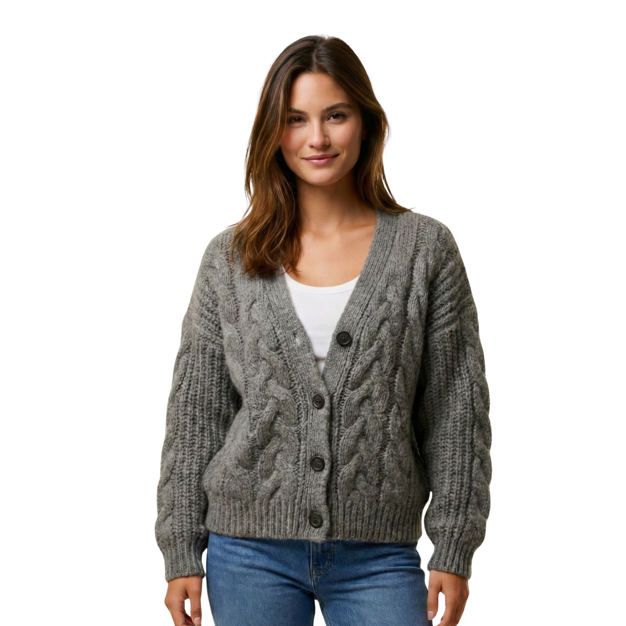 Women Cable Knit Cardigan