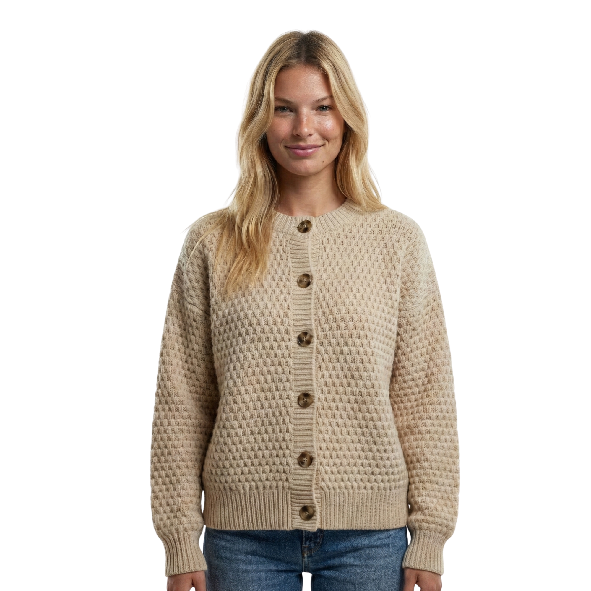 Women Button Textured Cardigan