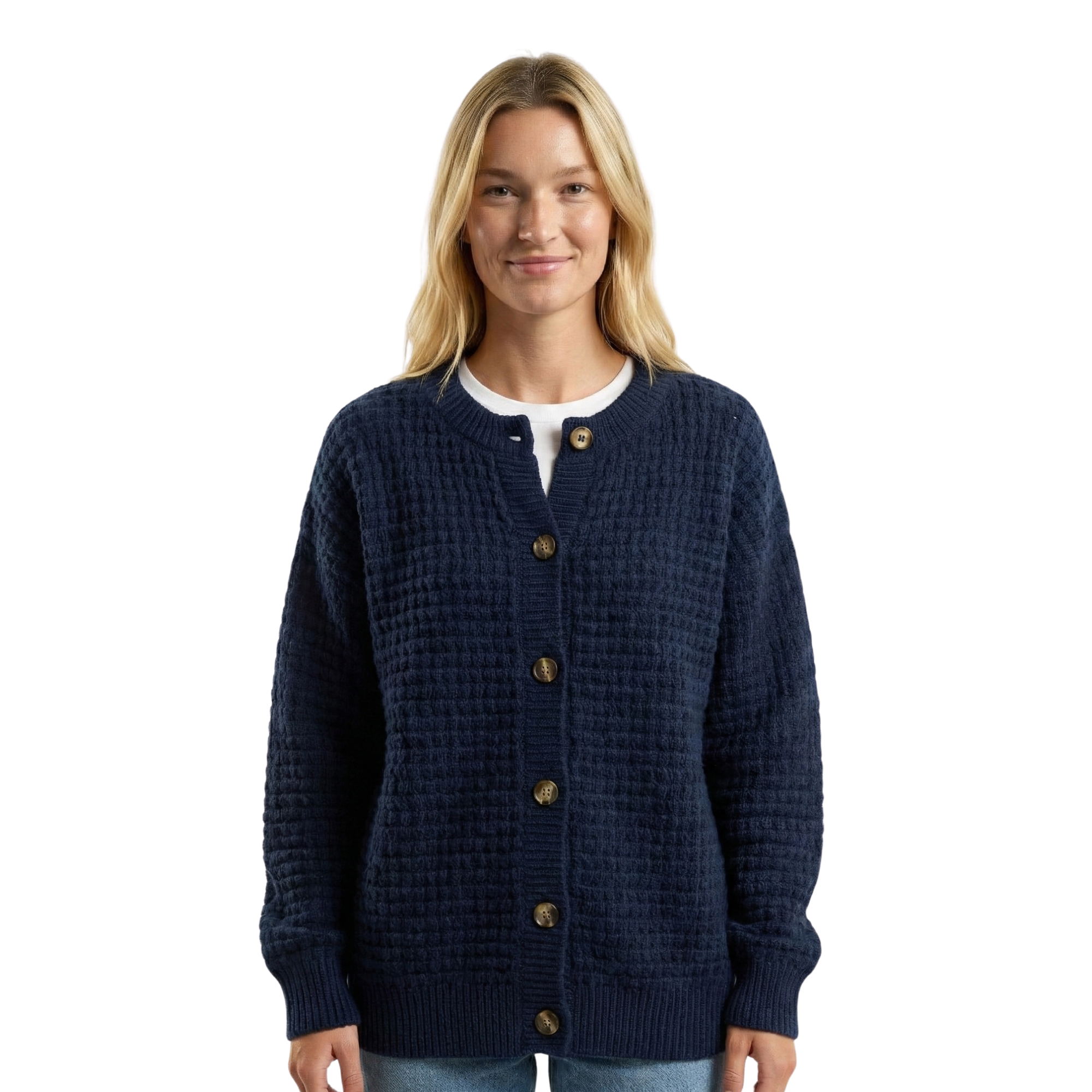 Women Button Textured Cardigan