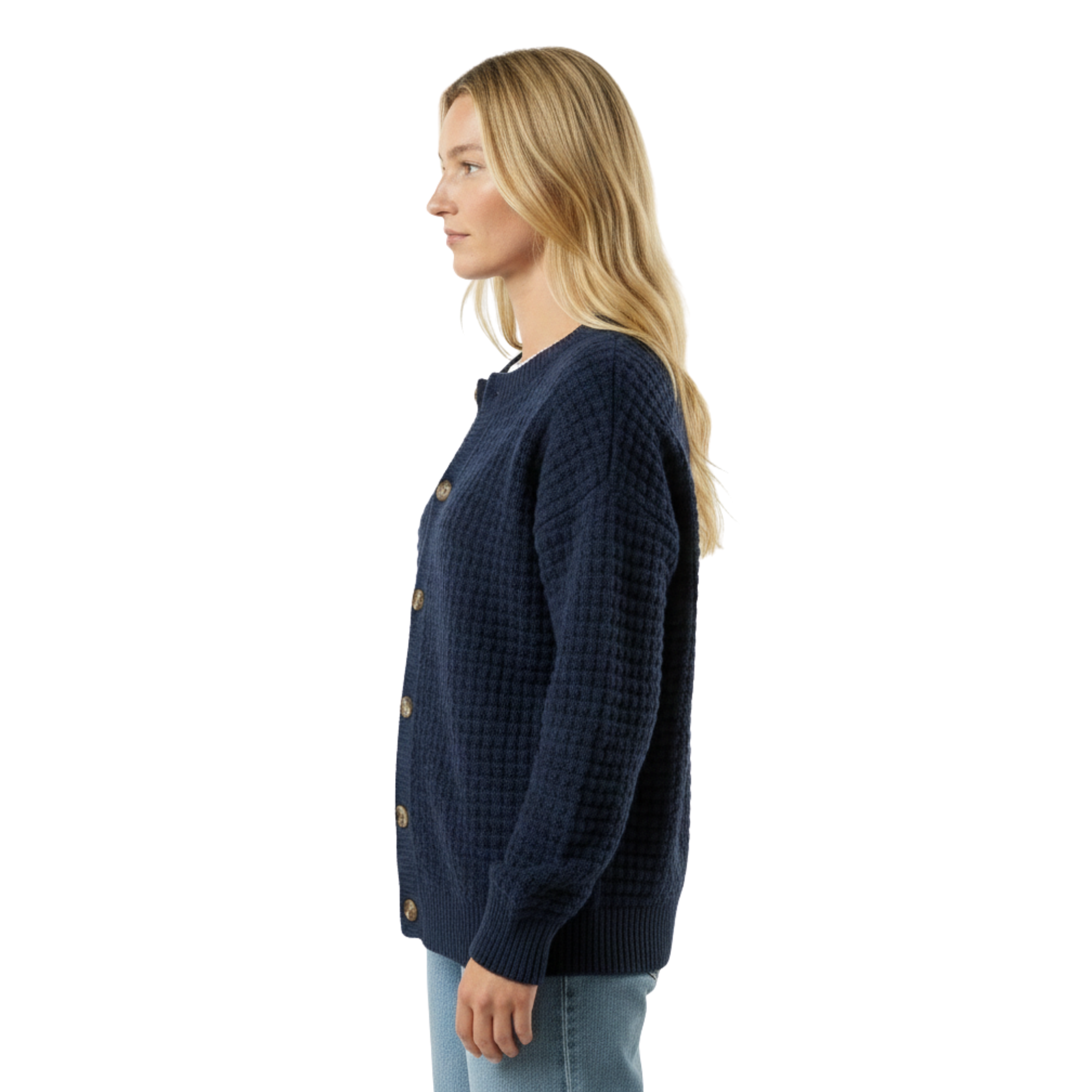 Women Button Textured Cardigan