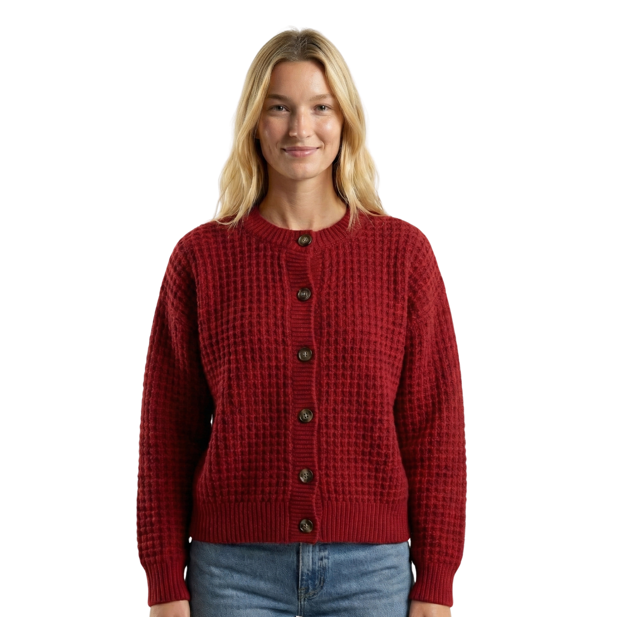 Women Button Textured Cardigan