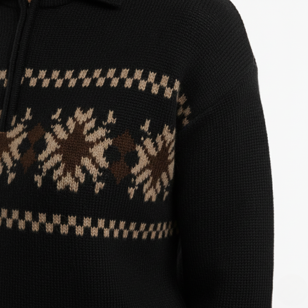 Womens Fall Polo Jacquard Sweater