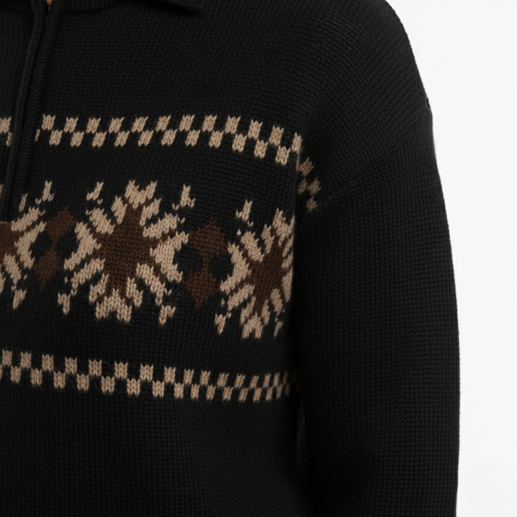 Womens Fall Polo Jacquard Sweater