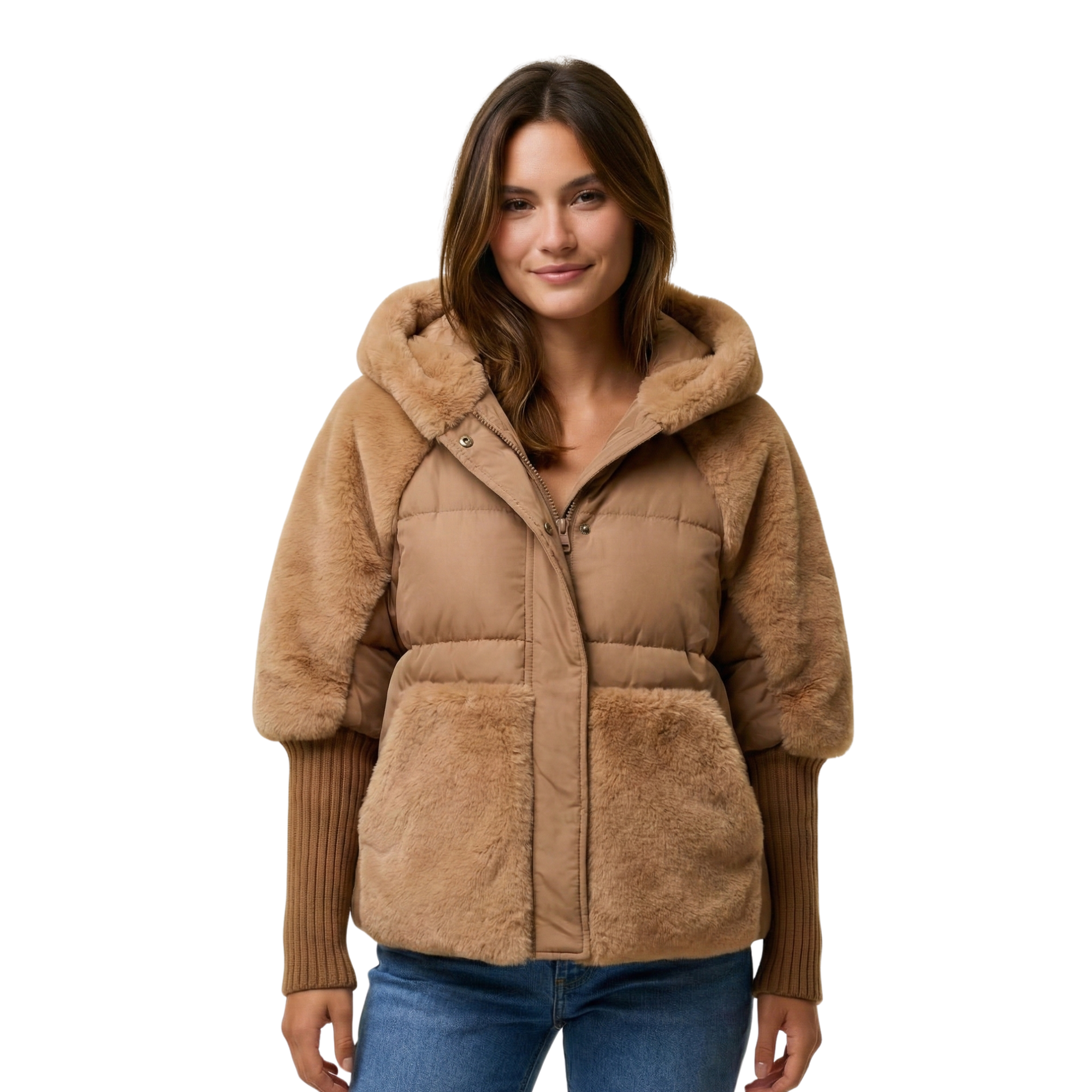 Women Faux Fur Puffer Jacket