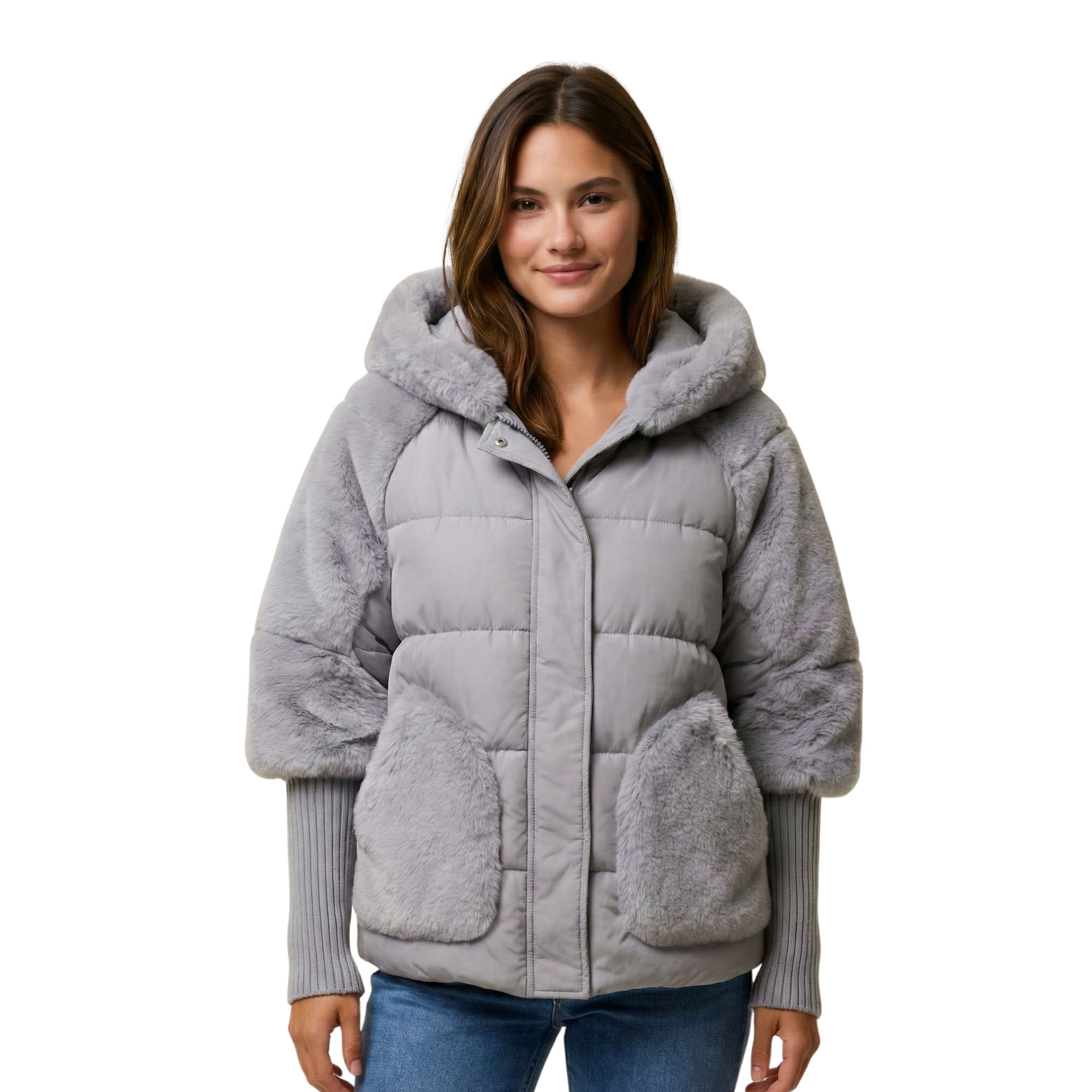 Women Faux Fur Puffer Jacket