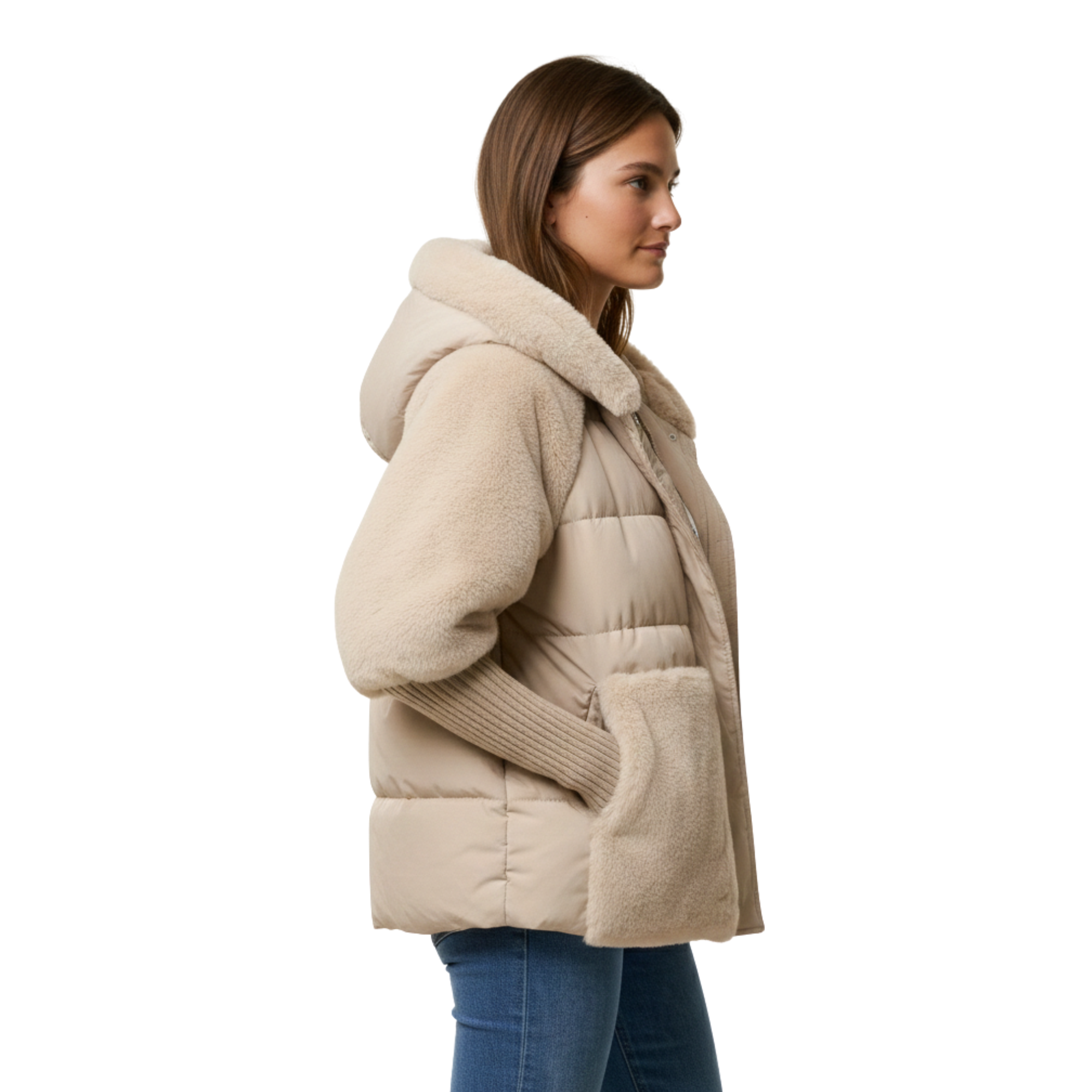 Women Faux Fur Puffer Jacket