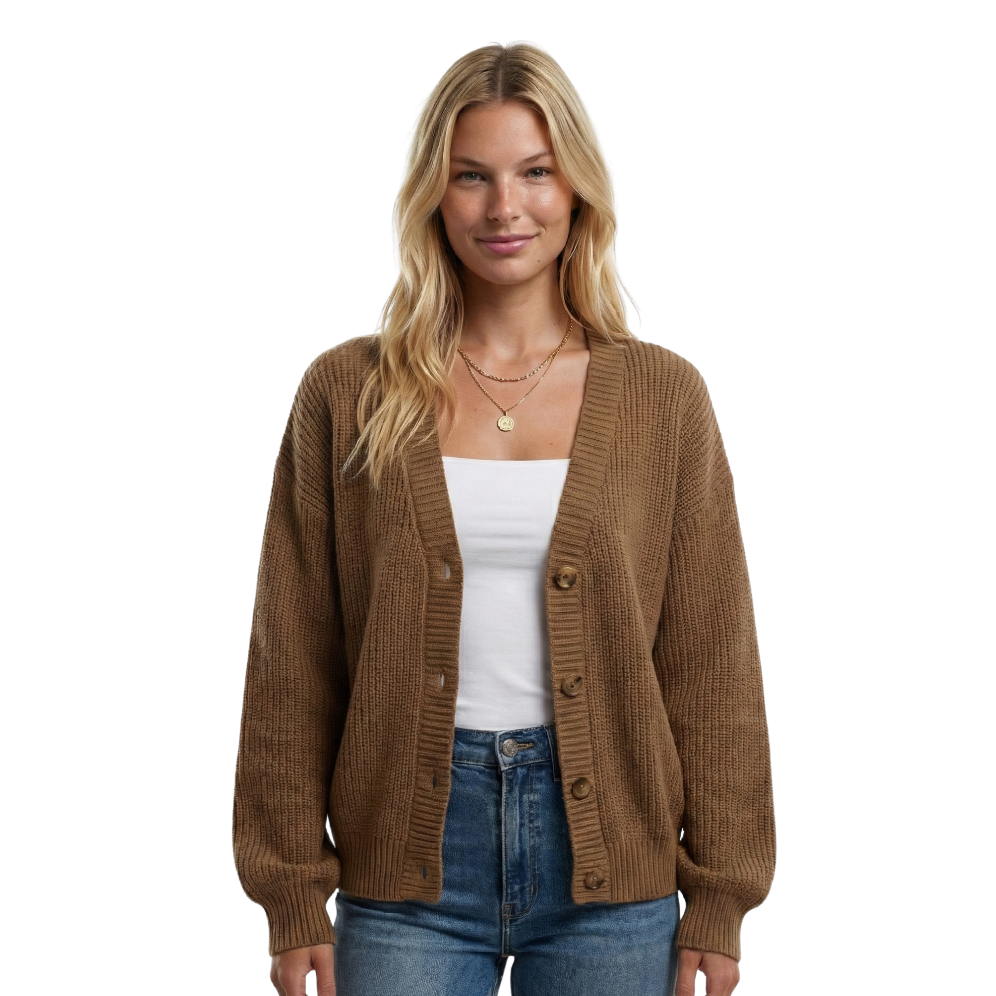 Womens Knit Button Cardigan