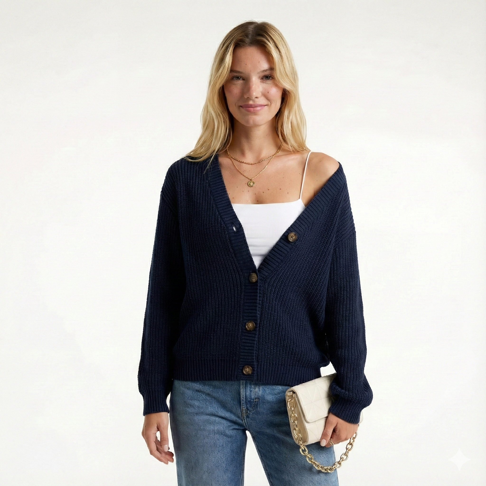 Womens Knit Button Cardigan