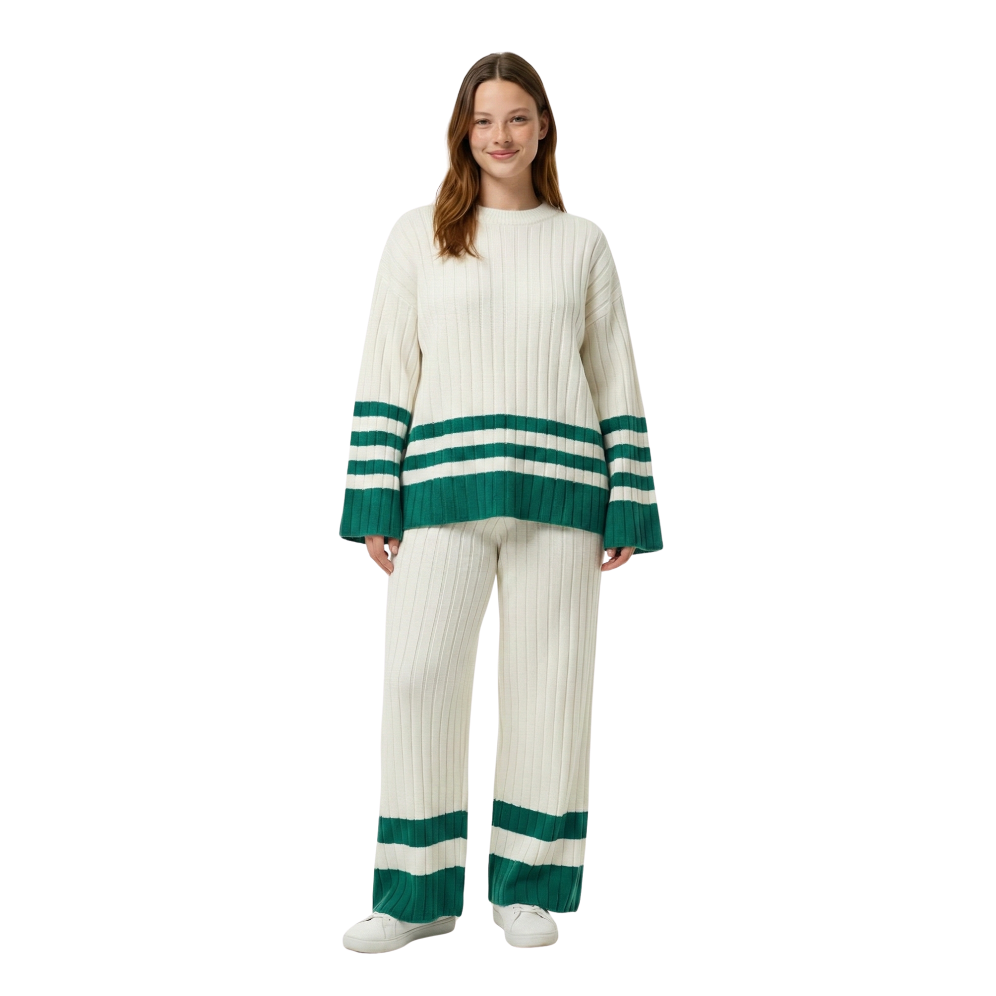 Women Knit Stripe Lounge Set