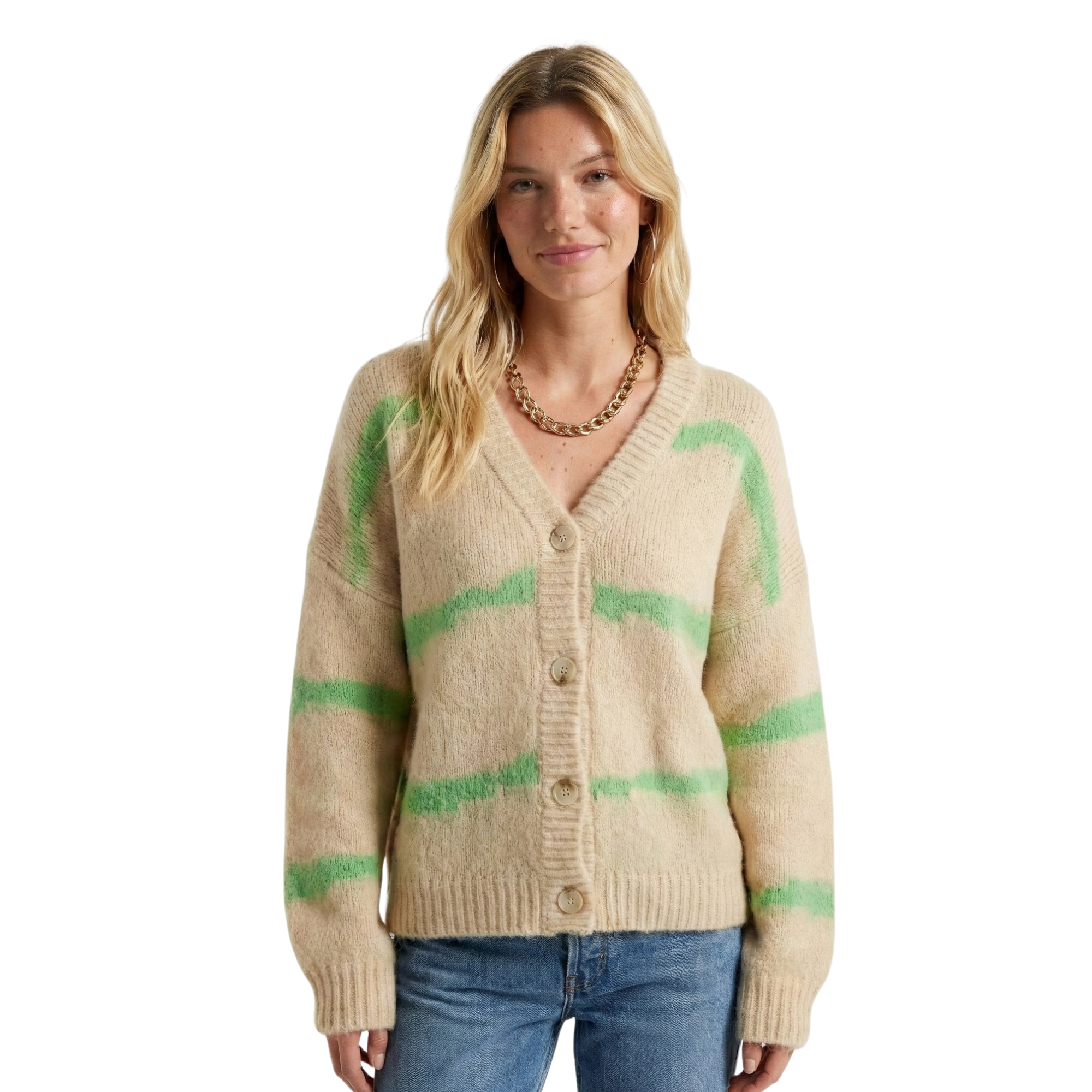 Womens Knit V Neck Cardigan