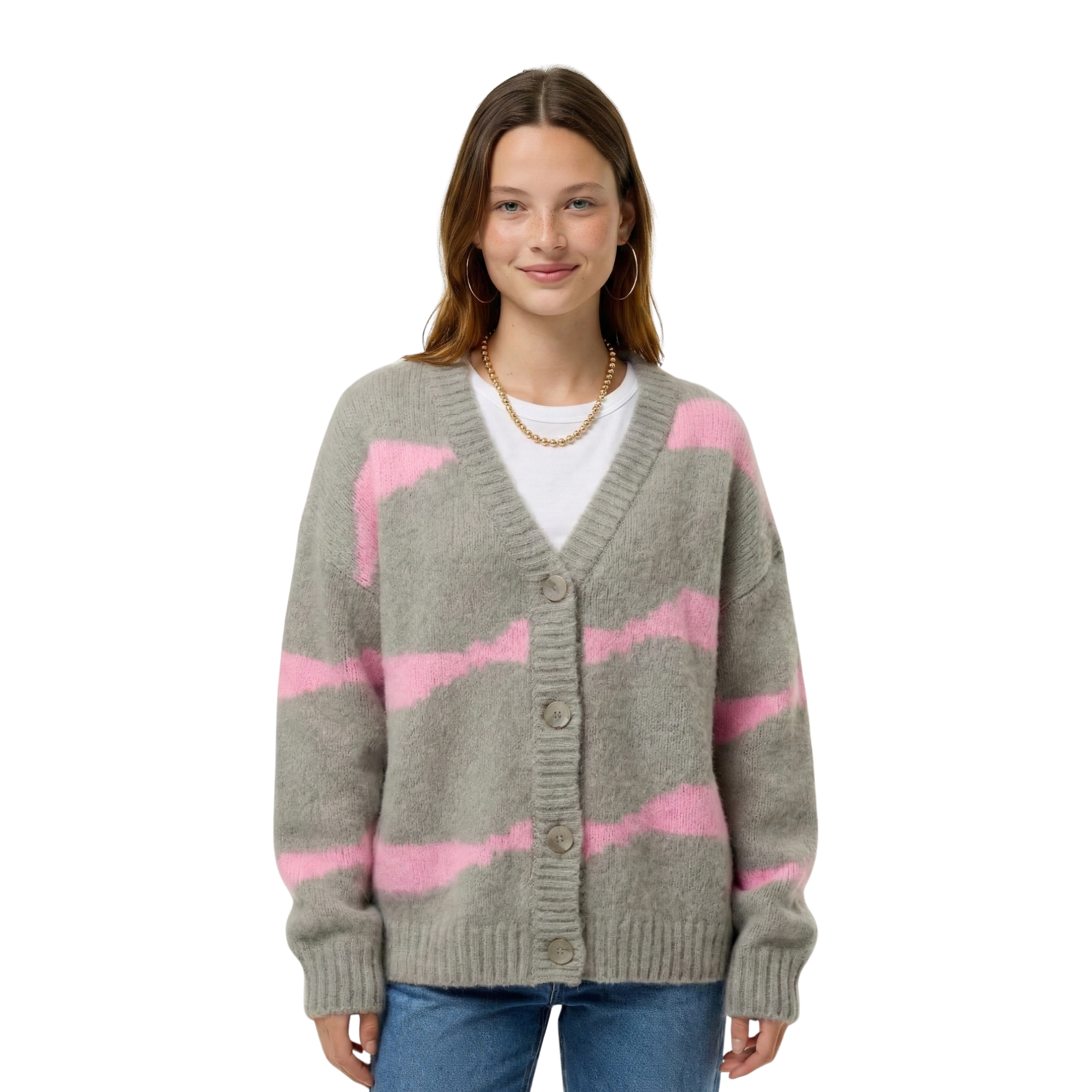 Womens Knit V Neck Cardigan