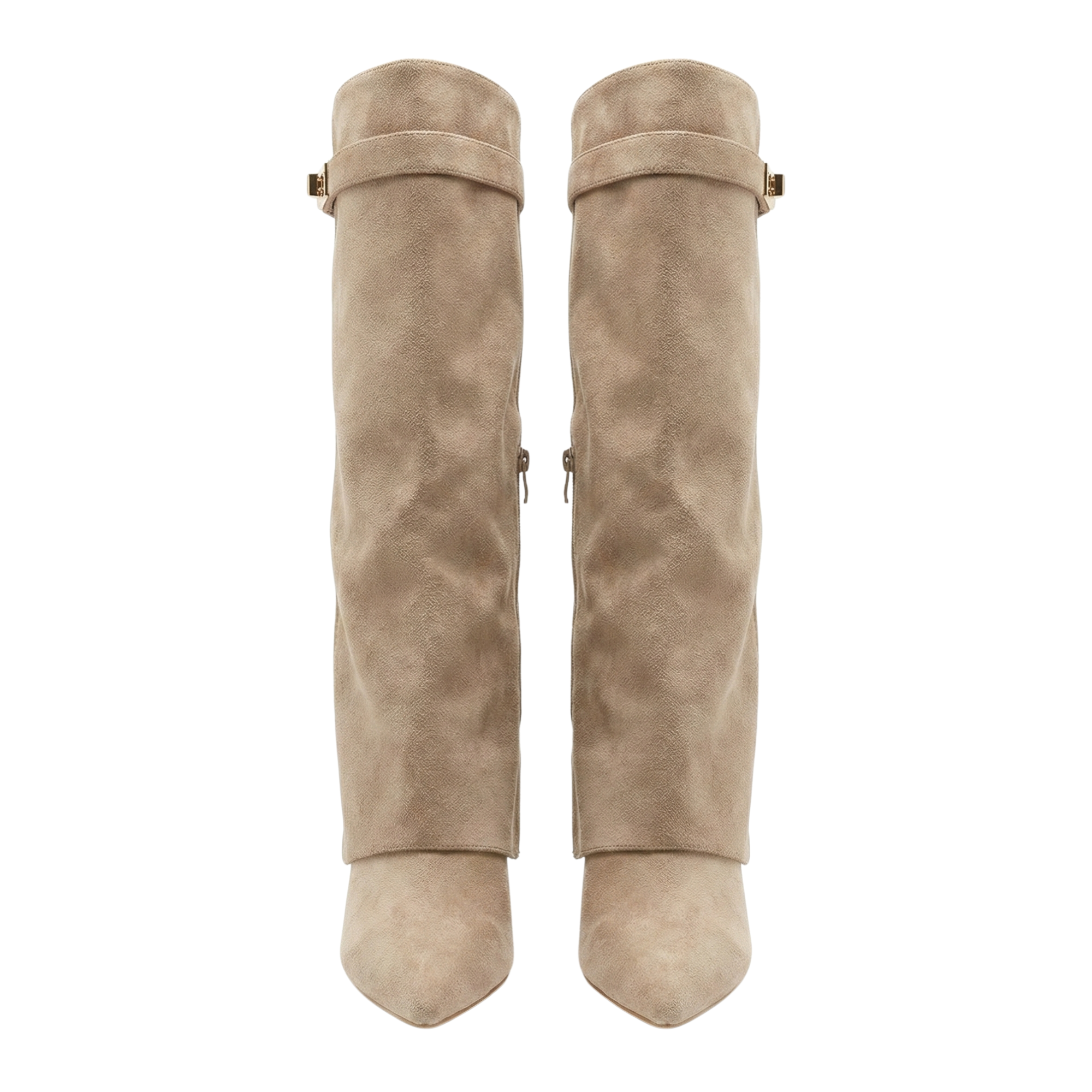 Women Taupe Suede Knee-High Boots