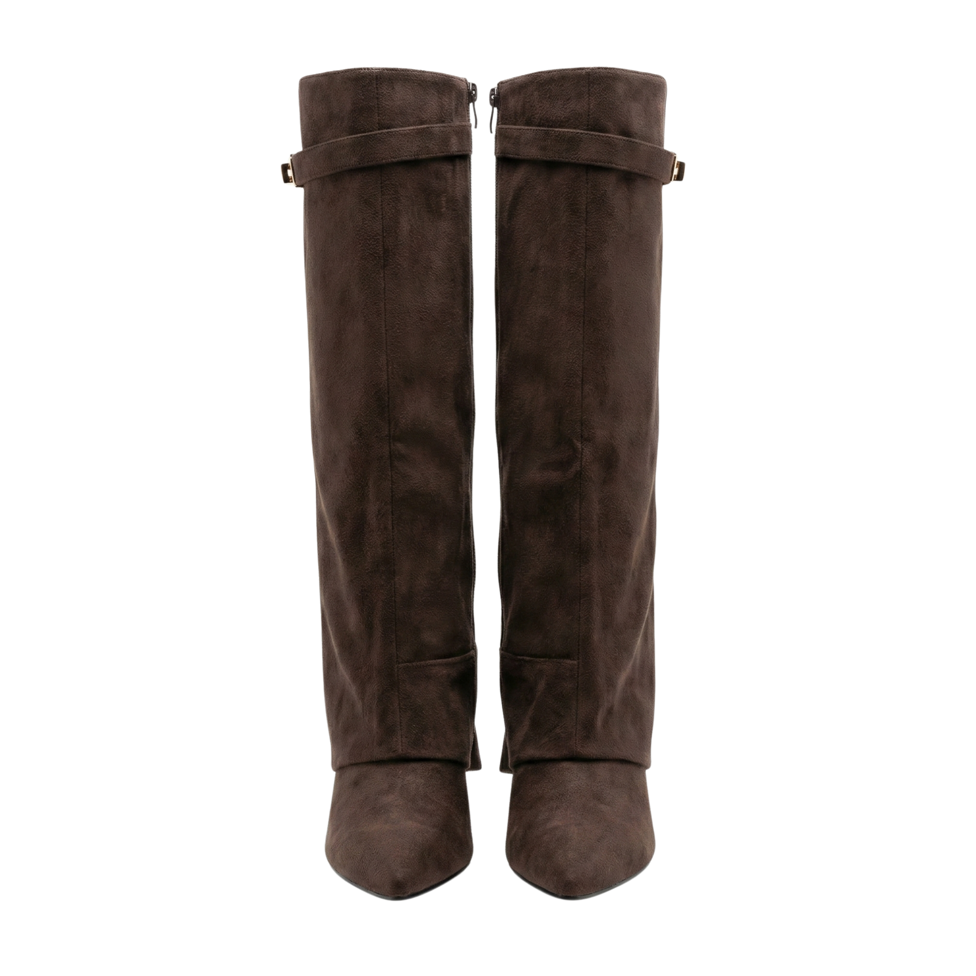 Women Taupe Suede Knee-High Boots