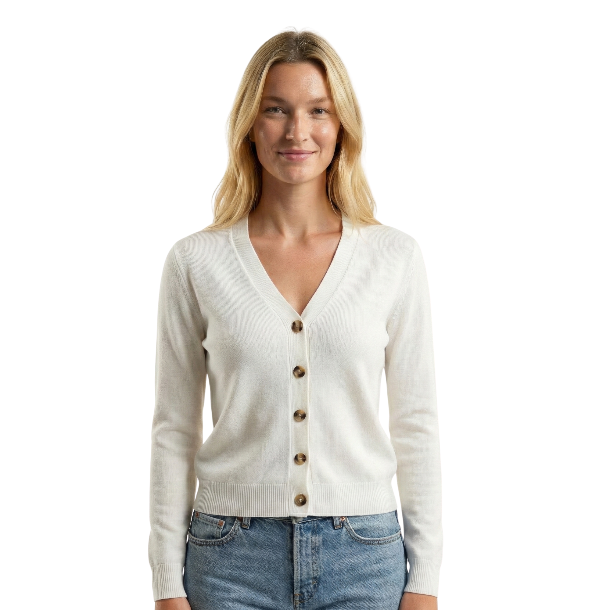 Women V Neck Button Cardigan