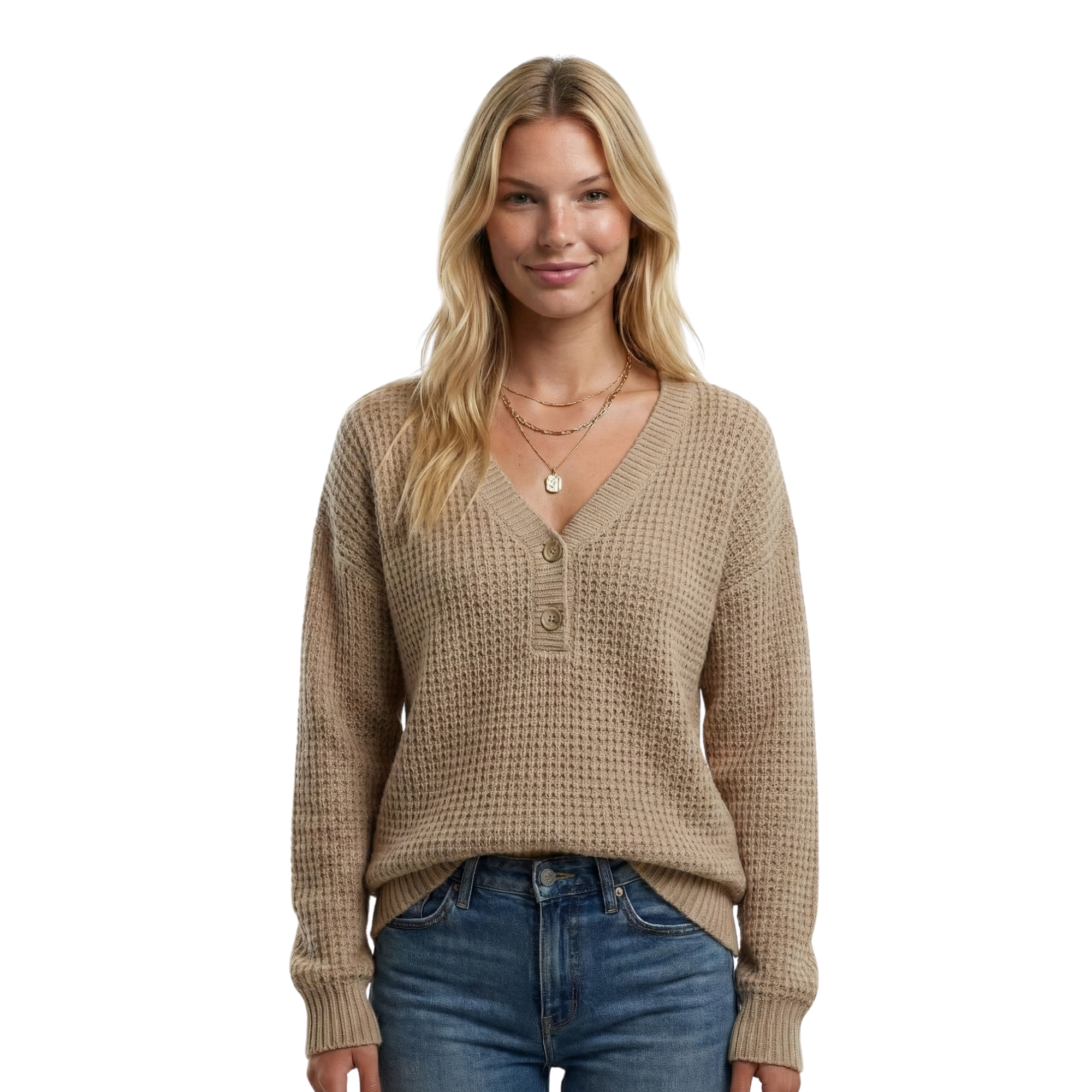 Womens Waffle Knit Sweater