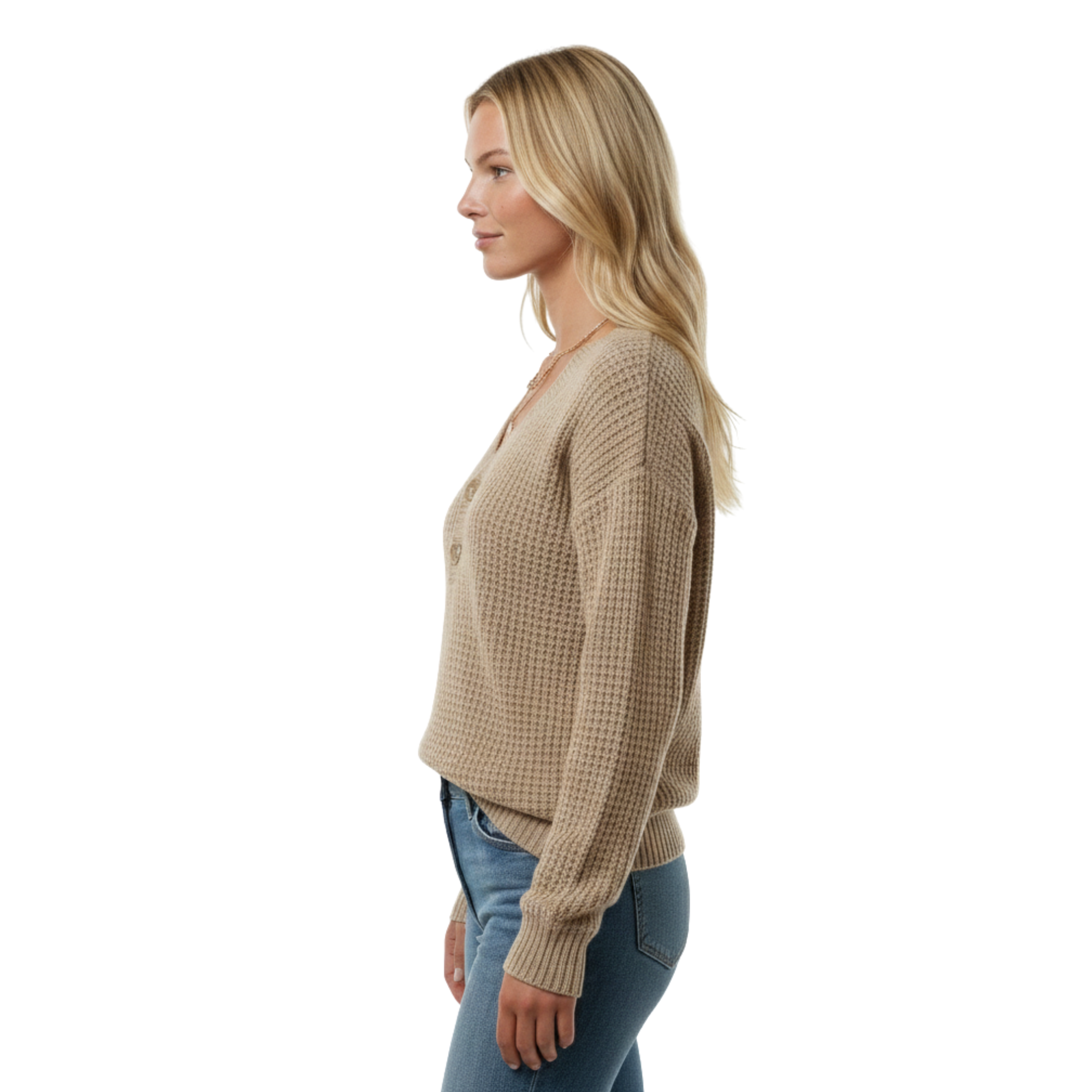 Womens Waffle Knit Sweater
