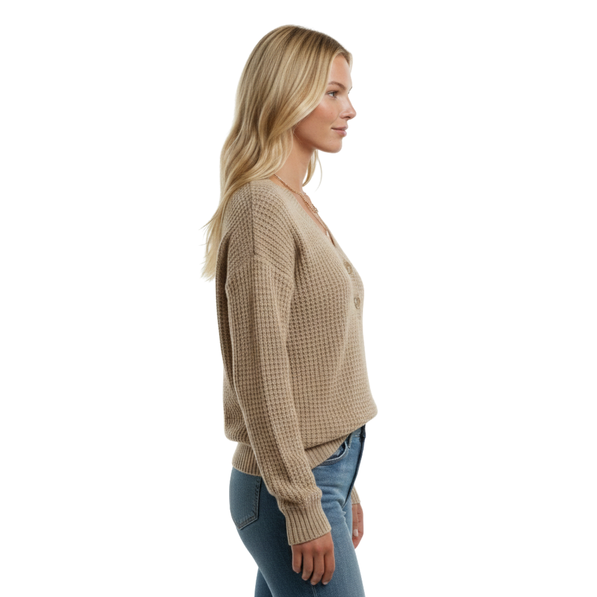 Womens Waffle Knit Sweater