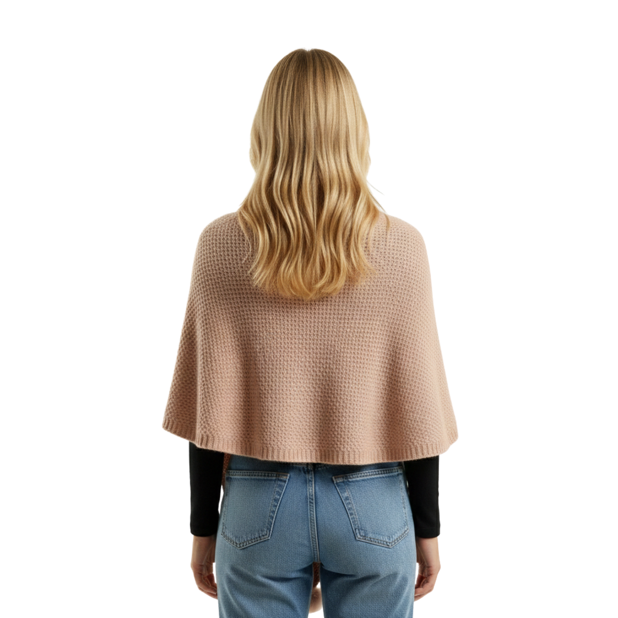 Women Knit Pom Pom Poncho