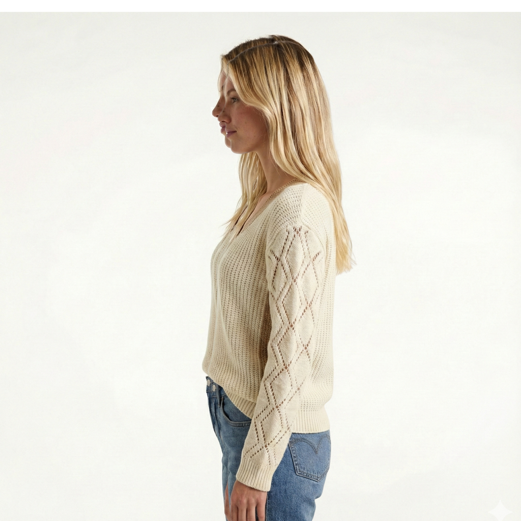 Women Knit V Neck Sweater