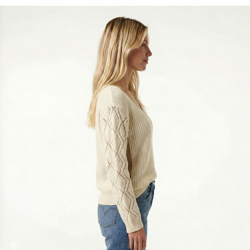 Women Knit V Neck Sweater