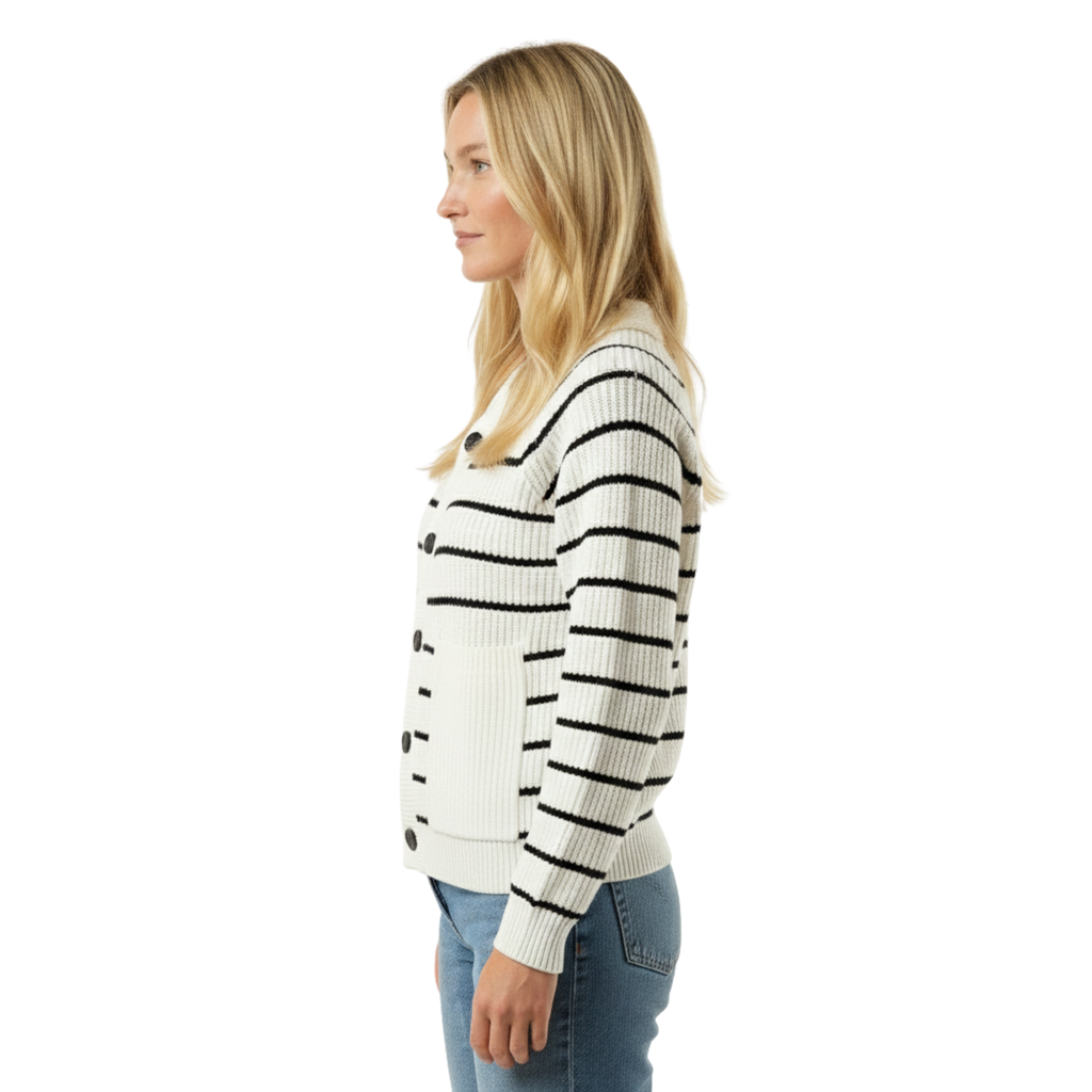 Women Striped Hooded Cardigan