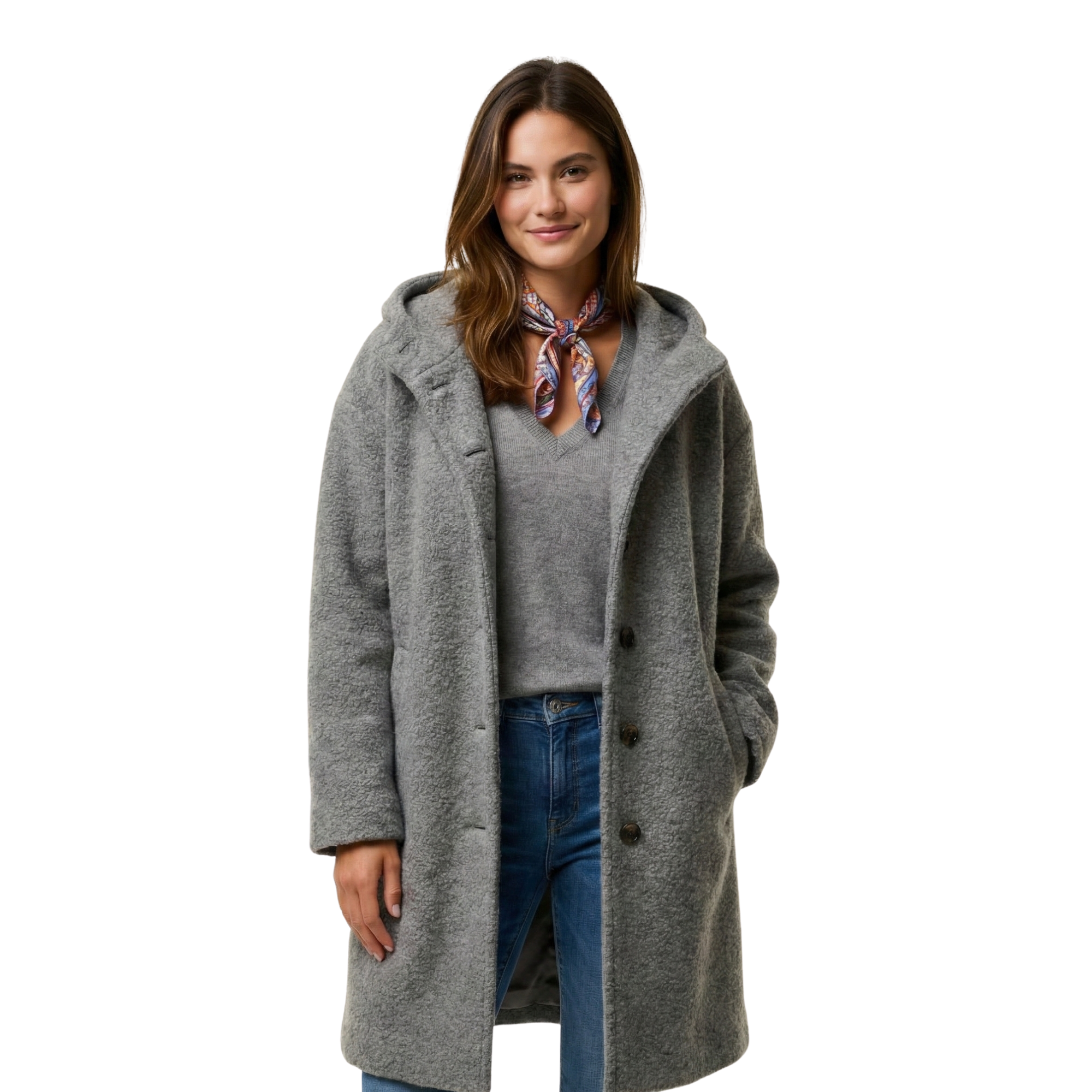 Women Wool Button Coat