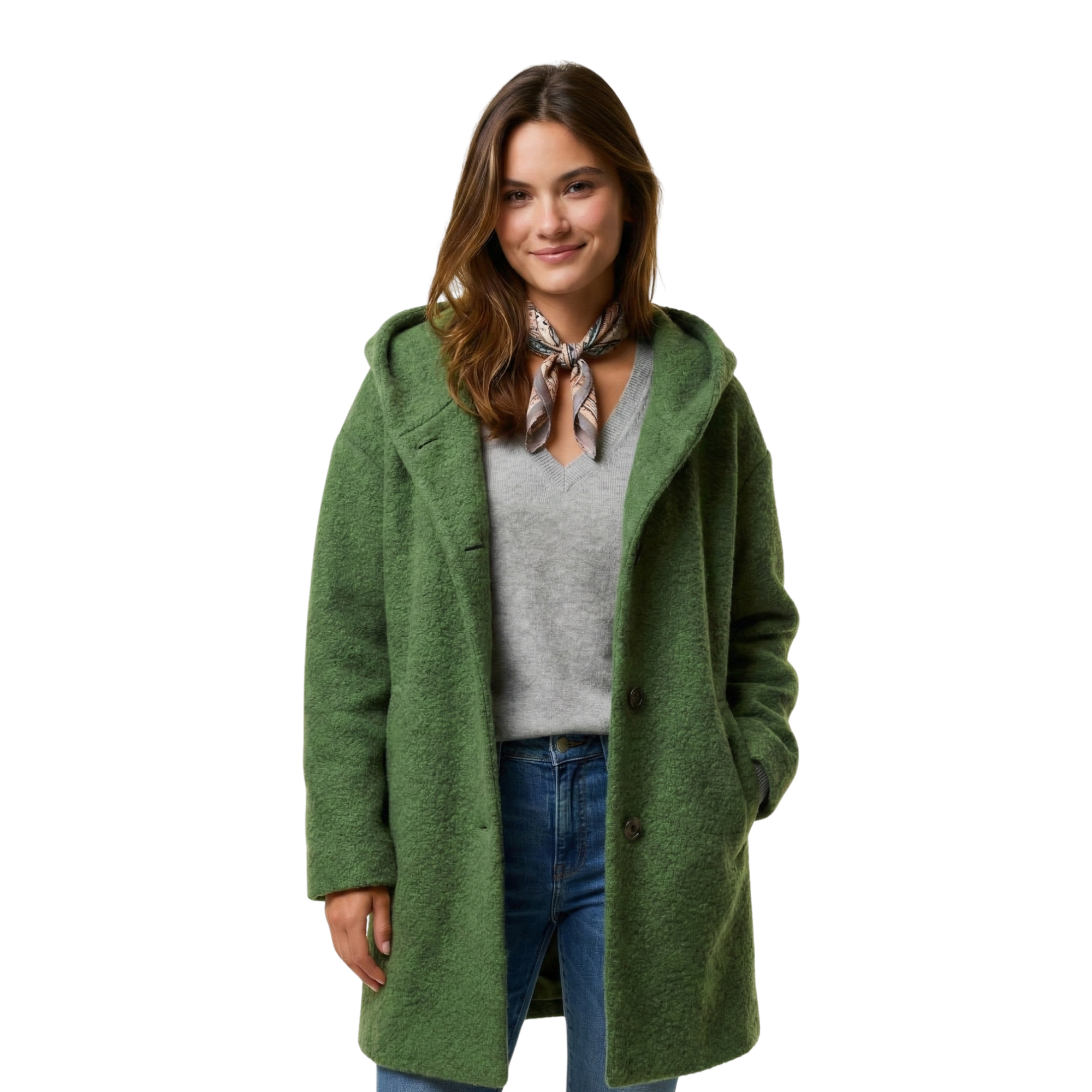 Women Wool Button Coat