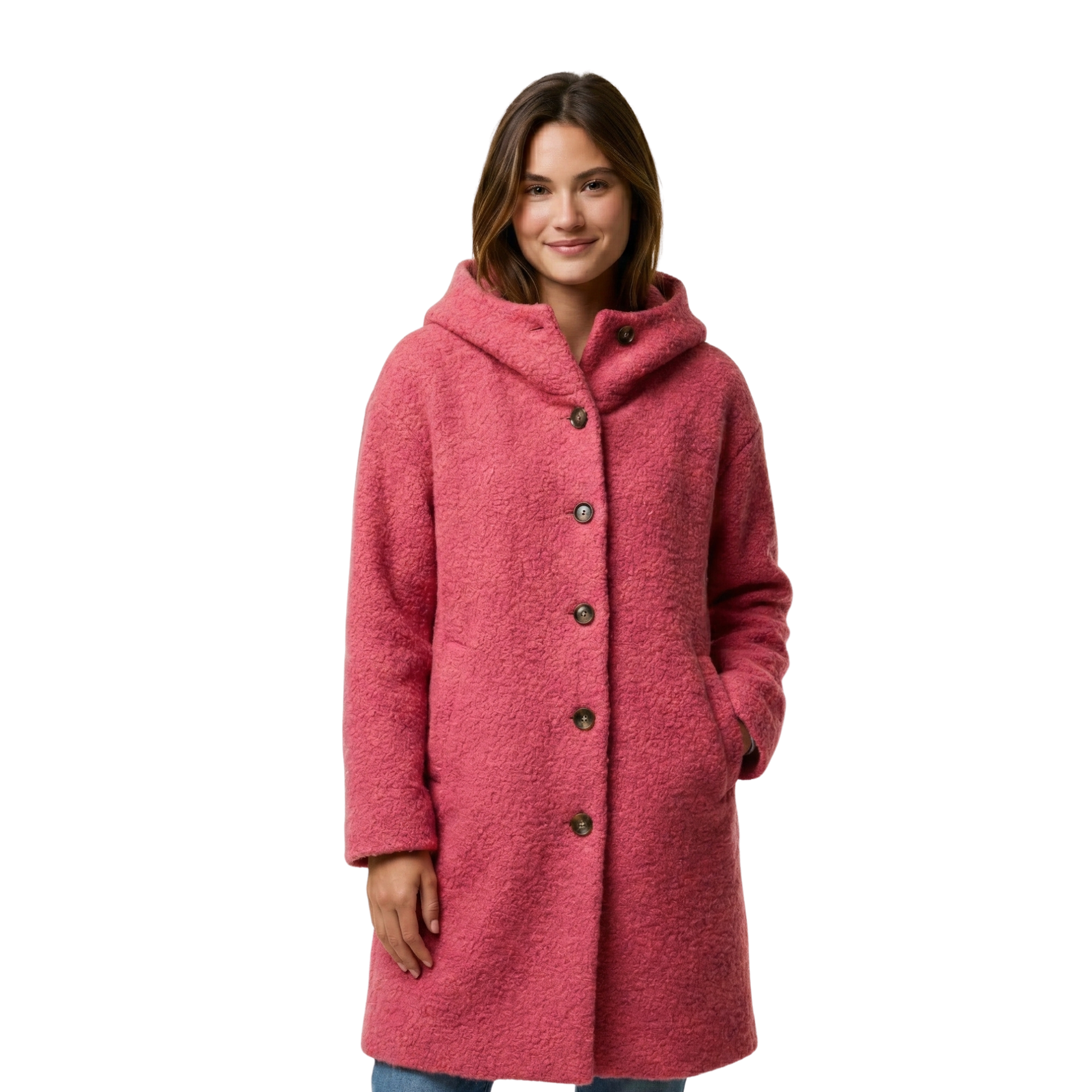 Women Wool Button Coat