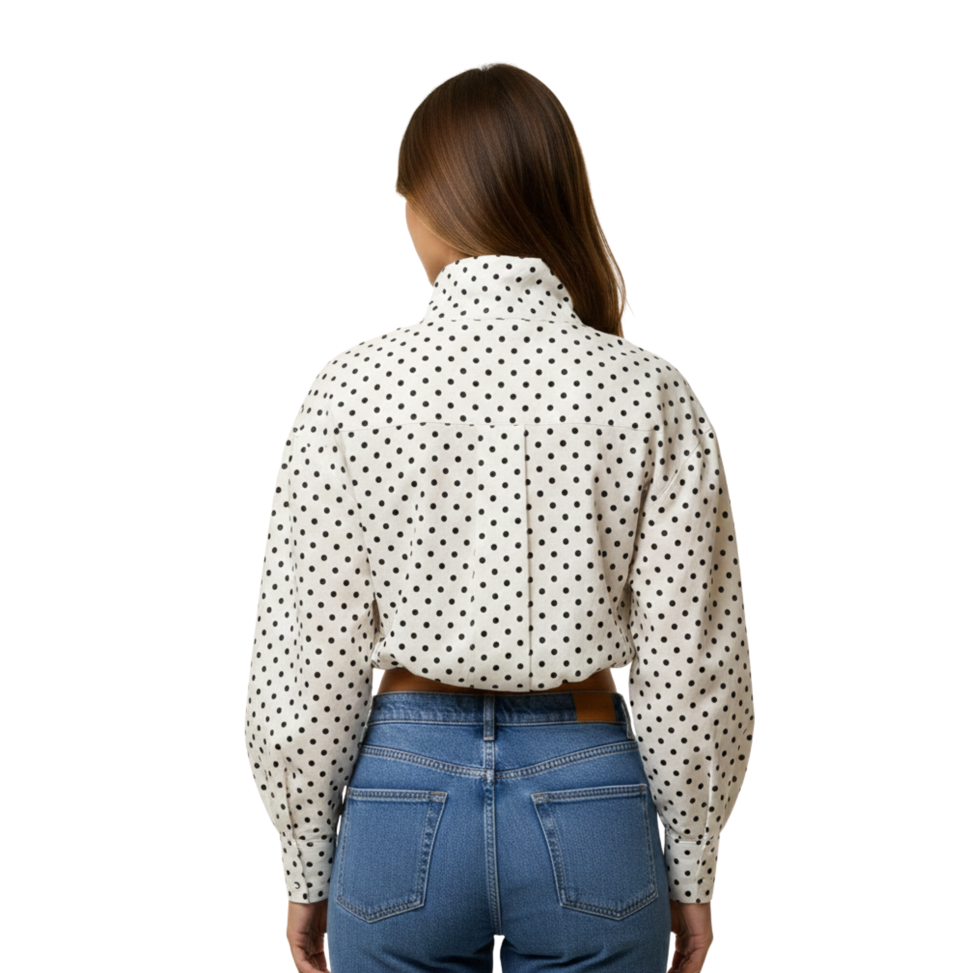 Womens Polka Dot Crop Blouse